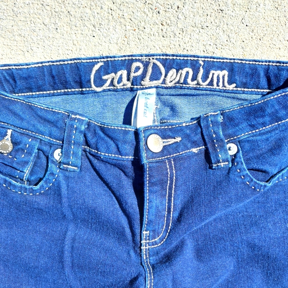 Gap Denim Girls Blue Jeans Bootcut Size 10 Plus - Picture 3 of 5
